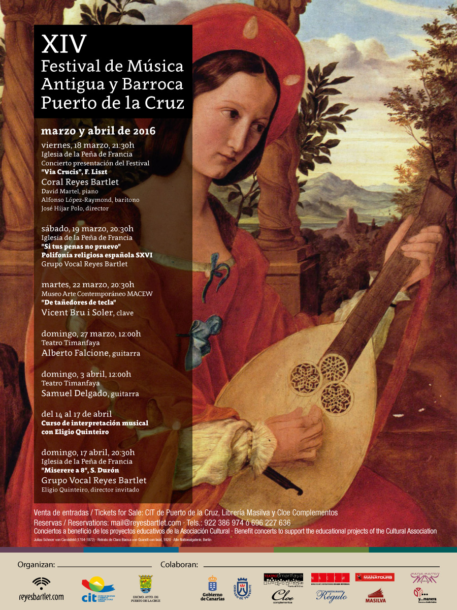 XIV EDICIÓN DEL FESTIVAL DE MÚSICA ANTIGUA Y BARROCA: 2016