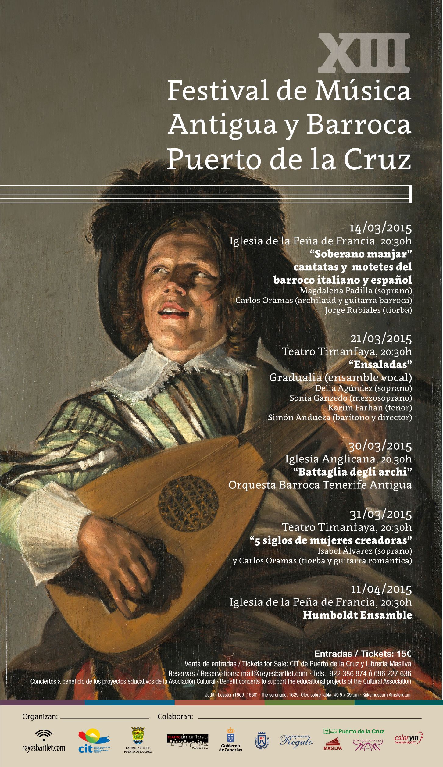 XIII EDICIÓN FESTIVAL DE MÚSICA ANTIGUA Y BARROCA: 2015